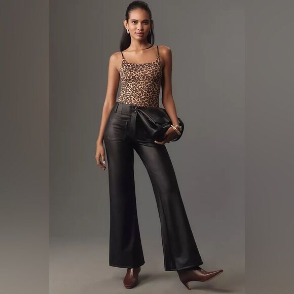 Anthropologie | The Junie High-Rise Flare Pants by Maeve: Faux-Leather Edition - Picture 1 of 8